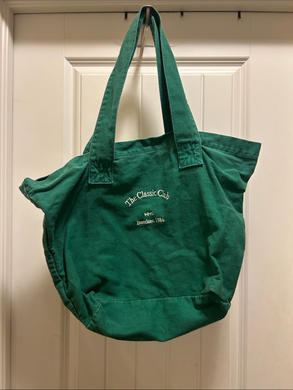 Kelly green canvas bag by Mango
